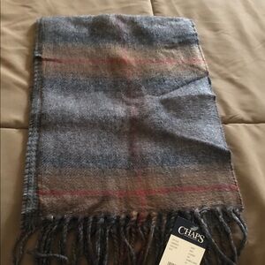 Chaps Multicolor Plaid Scarf with Fringe